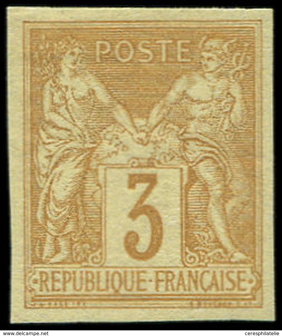 * TYPE SAGE - 86a   3c. Bistre-jaune, NON DENTELE, TB. J - 1876-1878 Sage (Type I)