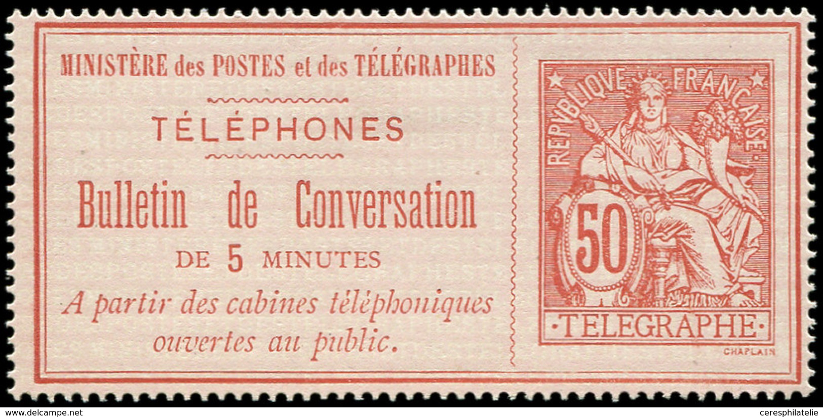 (*) TELEPHONE - Téléphone 4 : 50c. Rouge Sur Rose, TB - Télégraphes Et Téléphones