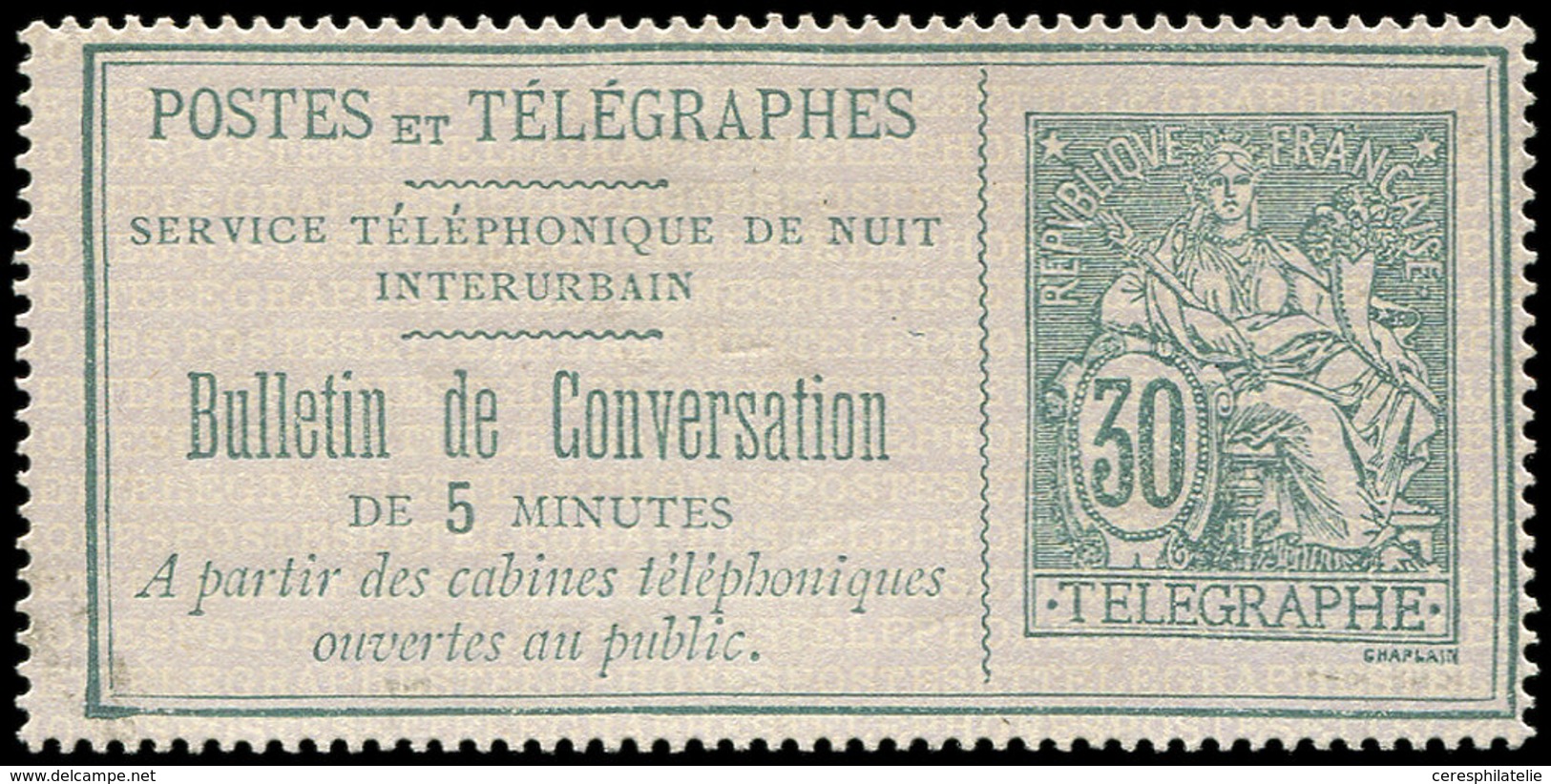 (*) TELEPHONE - Téléphone 8A : 30c. Vert Sur Gris-violet, TB, Cote Et N° Maury - Telegraphie Und Telefon