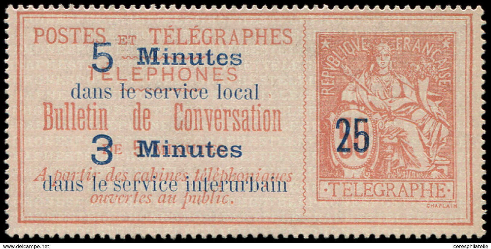 (*) TELEPHONE - Téléphone 14 : 25 Sur 50c. Rouge Sur Rose, TB - Telegraphie Und Telefon