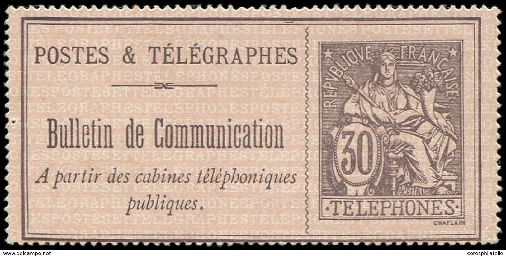 (*) TELEPHONE - Téléphone 17 : 30c. Sépia Sur Lilas, TB - Telegraphie Und Telefon