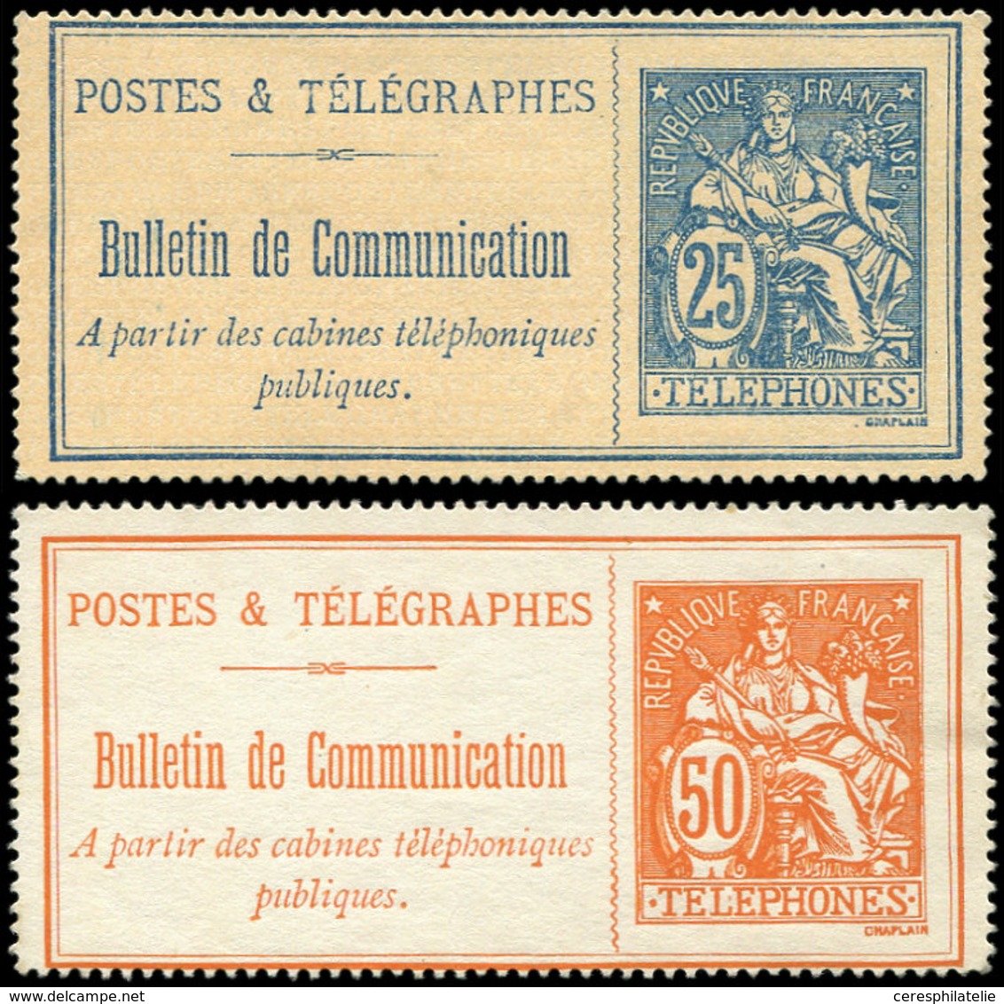 (*) TELEPHONE - Téléphone 24 Et 27 : 25c. Bleu Et 50c. Orange, TB - Télégraphes Et Téléphones