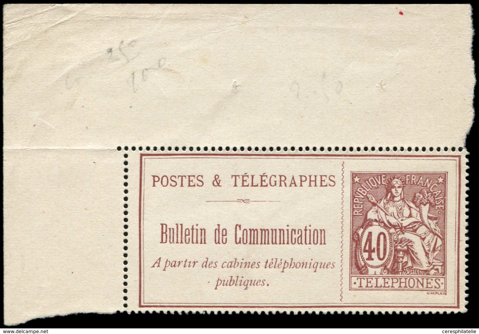 (*) TELEPHONE - Téléphone 26 : 40c. Brun-rouge, Cdf, TTB - Télégraphes Et Téléphones