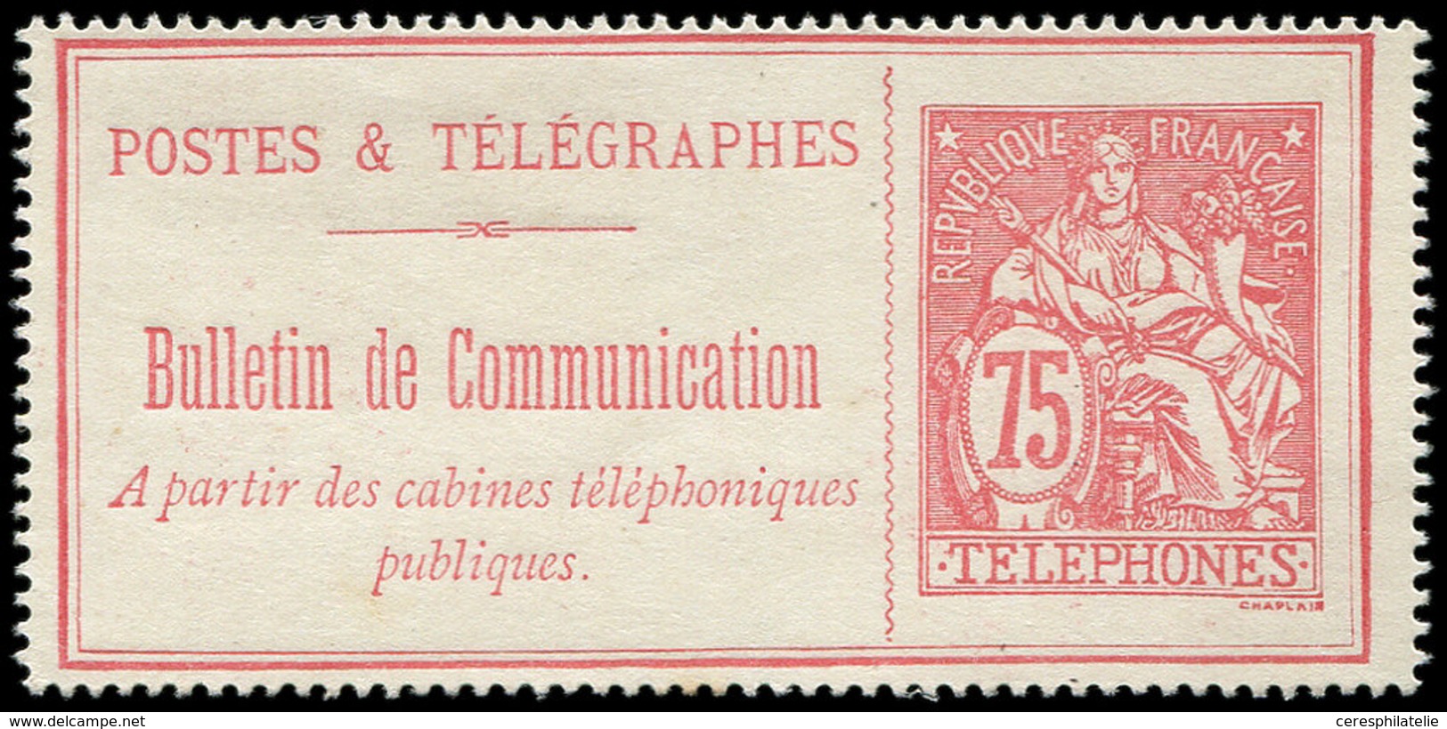 (*) TELEPHONE - Téléphone 28 : 75c. Rose, TB - Télégraphes Et Téléphones