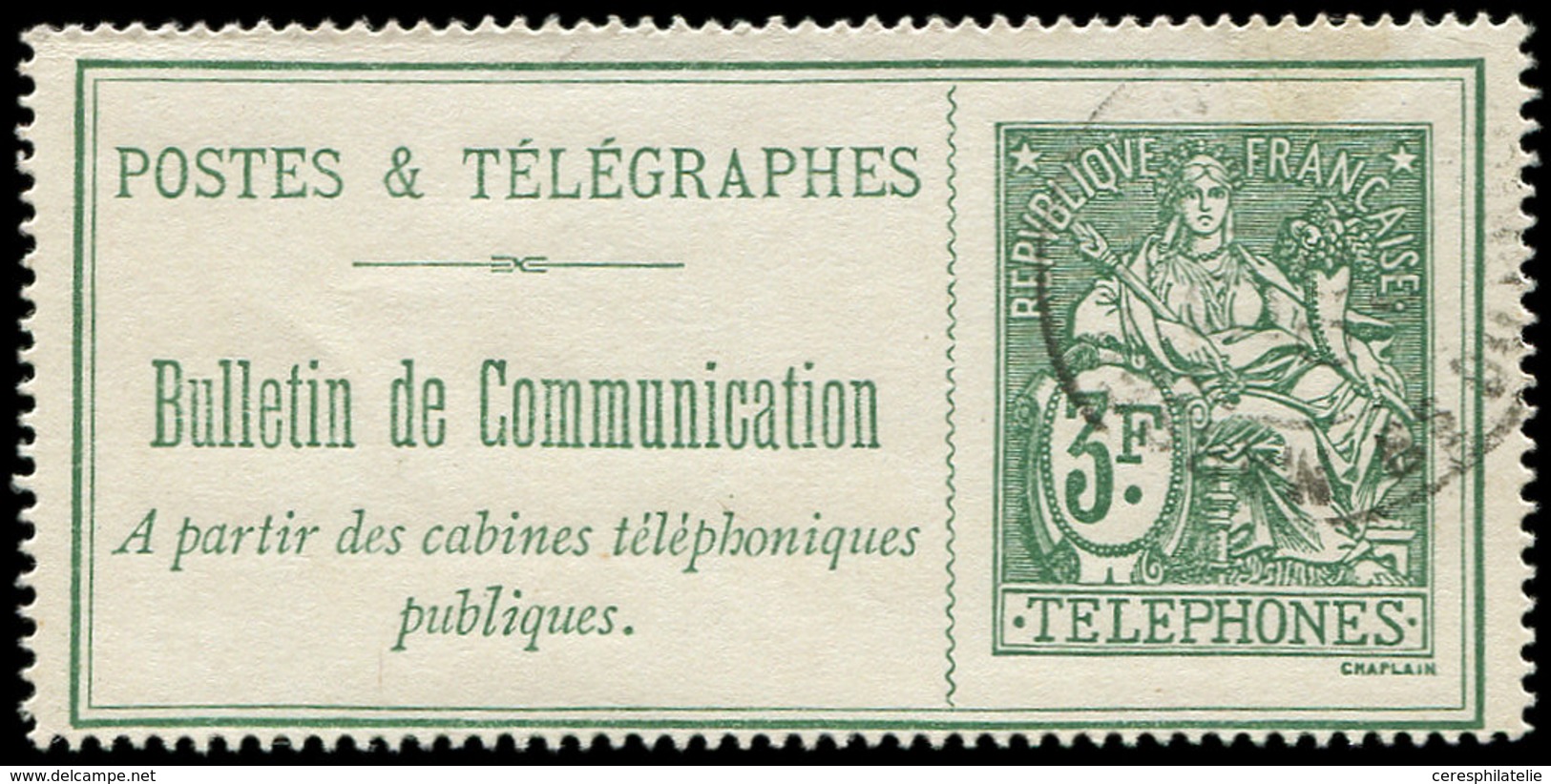 (*) TELEPHONE - Téléphone 30 : 3f. Vert, Oblitéré, TB - Télégraphes Et Téléphones