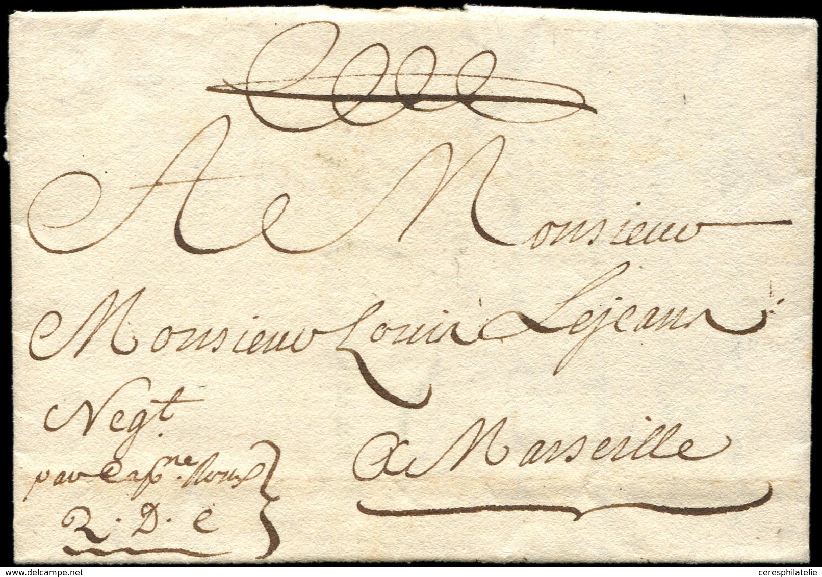 Let LETTRES SANS TIMBRE ET DOCUMENTS DIVERS - Lettre De Naples De 1771 Pour Marseille, Mention Manuscrite "Par Capte Rou - Sonstige & Ohne Zuordnung