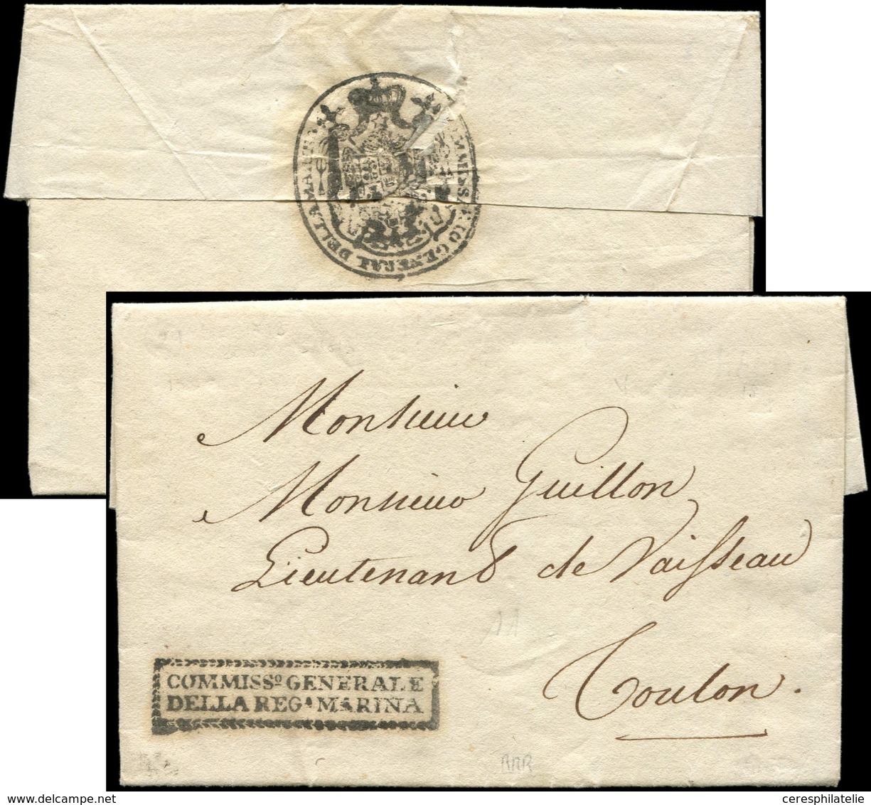 Let LETTRES SANS TIMBRE ET DOCUMENTS DIVERS - Griffe COMMISSo GENERALE/DELLA REG. MARINA Sur LAC De Venise Du 3/4/1818,  - Autres & Non Classés