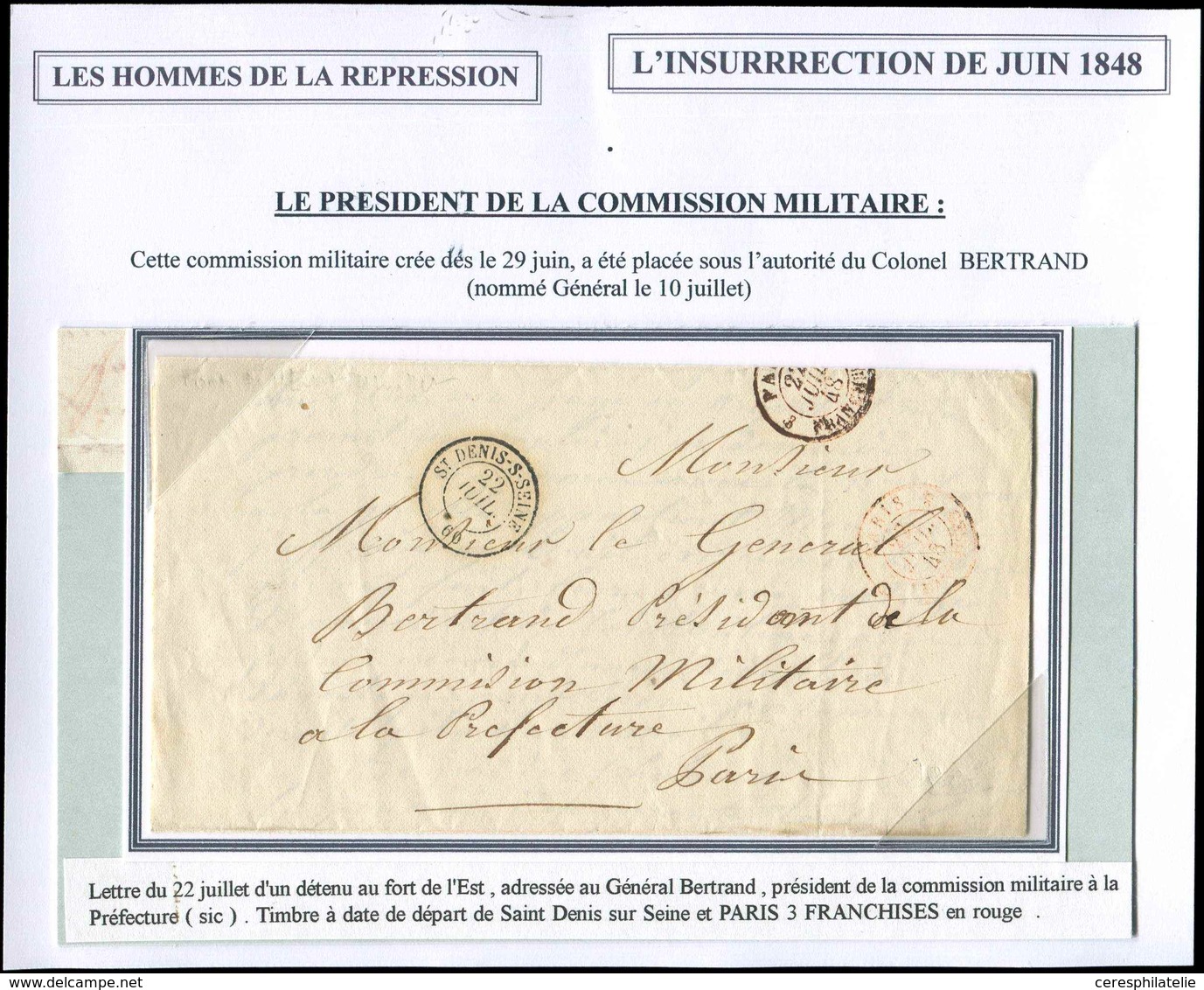 Let LETTRES SANS TIMBRE ET DOCUMENTS DIVERS - Càd T15 ST DENIS-S-SEINE 22/7/48 Sur LAC D'un Détenu Au Fort De L'Est Adre - Sonstige & Ohne Zuordnung