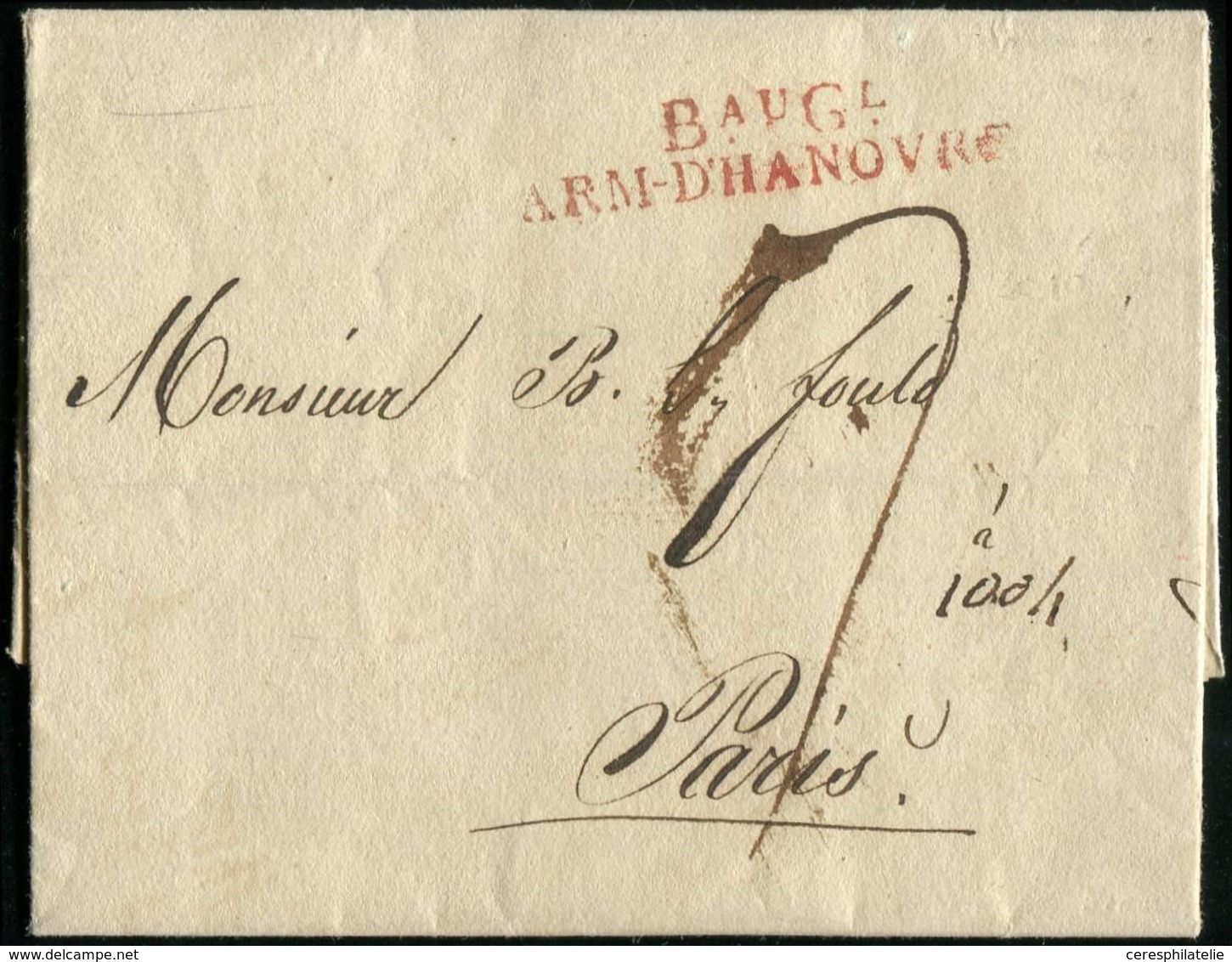 Let MARQUES POSTALES D'ARMEES - MP Rouge BauGl/ARM-D'HANOVRE Sur LAC De 1812, TB - Marques D'armée (avant 1900)