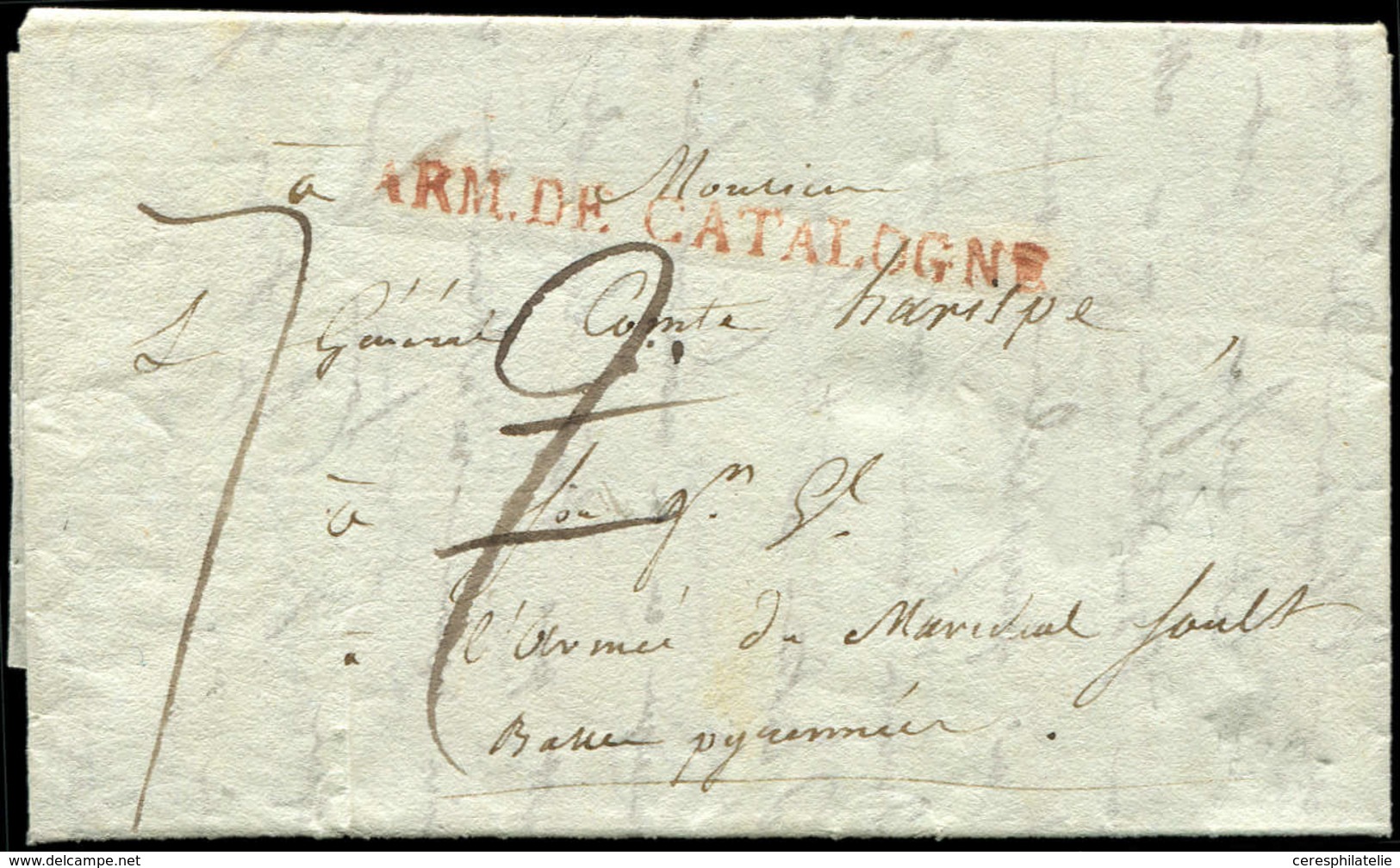 Let MARQUES POSTALES D'ARMEES - MP Rouge ARM.DE.CATALOGNE Sur LAC De 1814, TB - Marques D'armée (avant 1900)