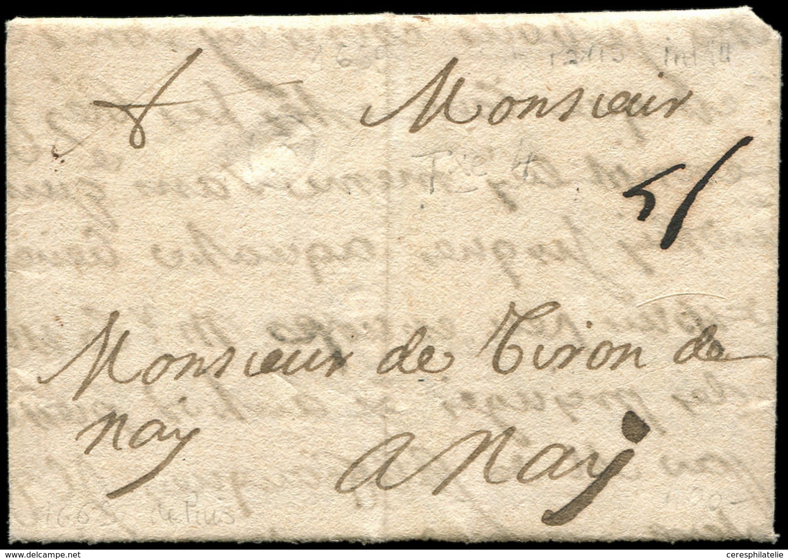 Let LETTRES DE PARIS - Lettre De Paris De 1669 Pour Nay, Taxe 5 Manuscrite, TB - 1849-1876: Période Classique