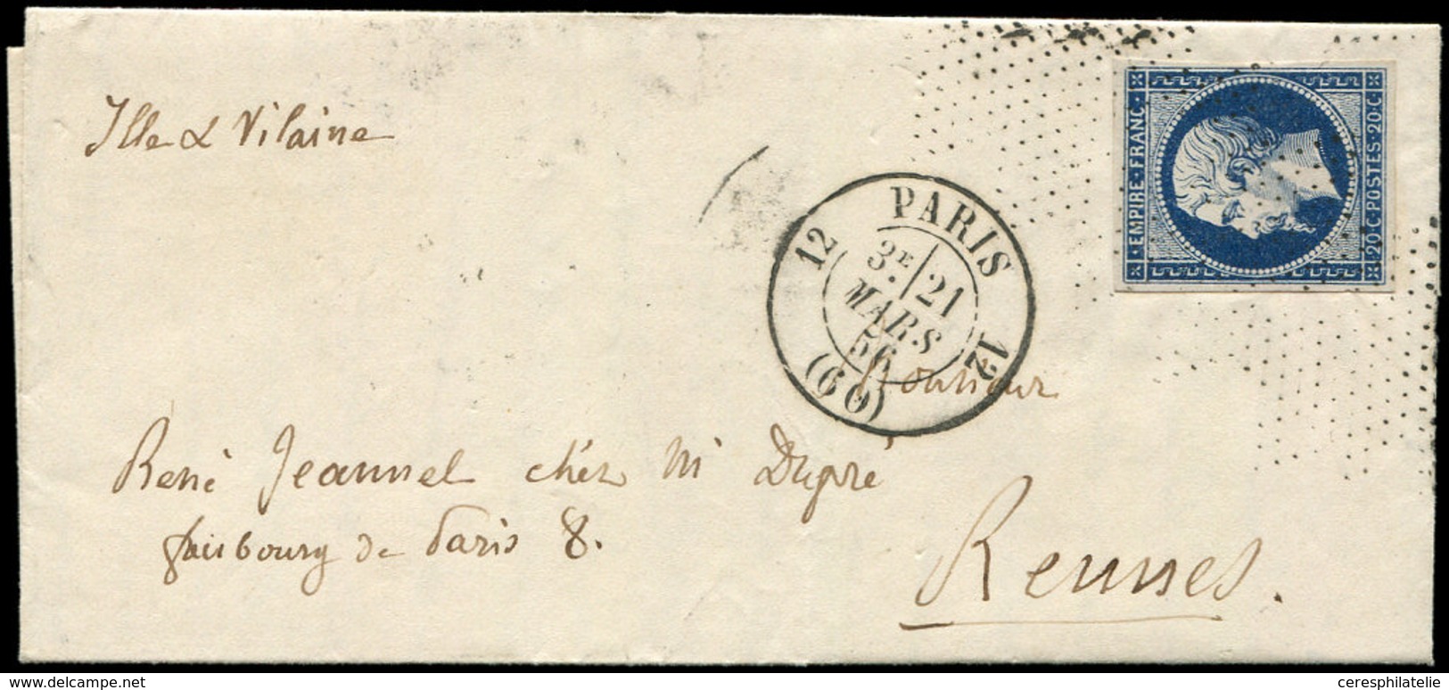 Let LETTRES DE PARIS - N°14Ab Obl. Roulette D'ETOILES S. LAC, Càd T1339 Non Déformé 12 PARIS 12 21/3/56, TTB - 1849-1876: Période Classique