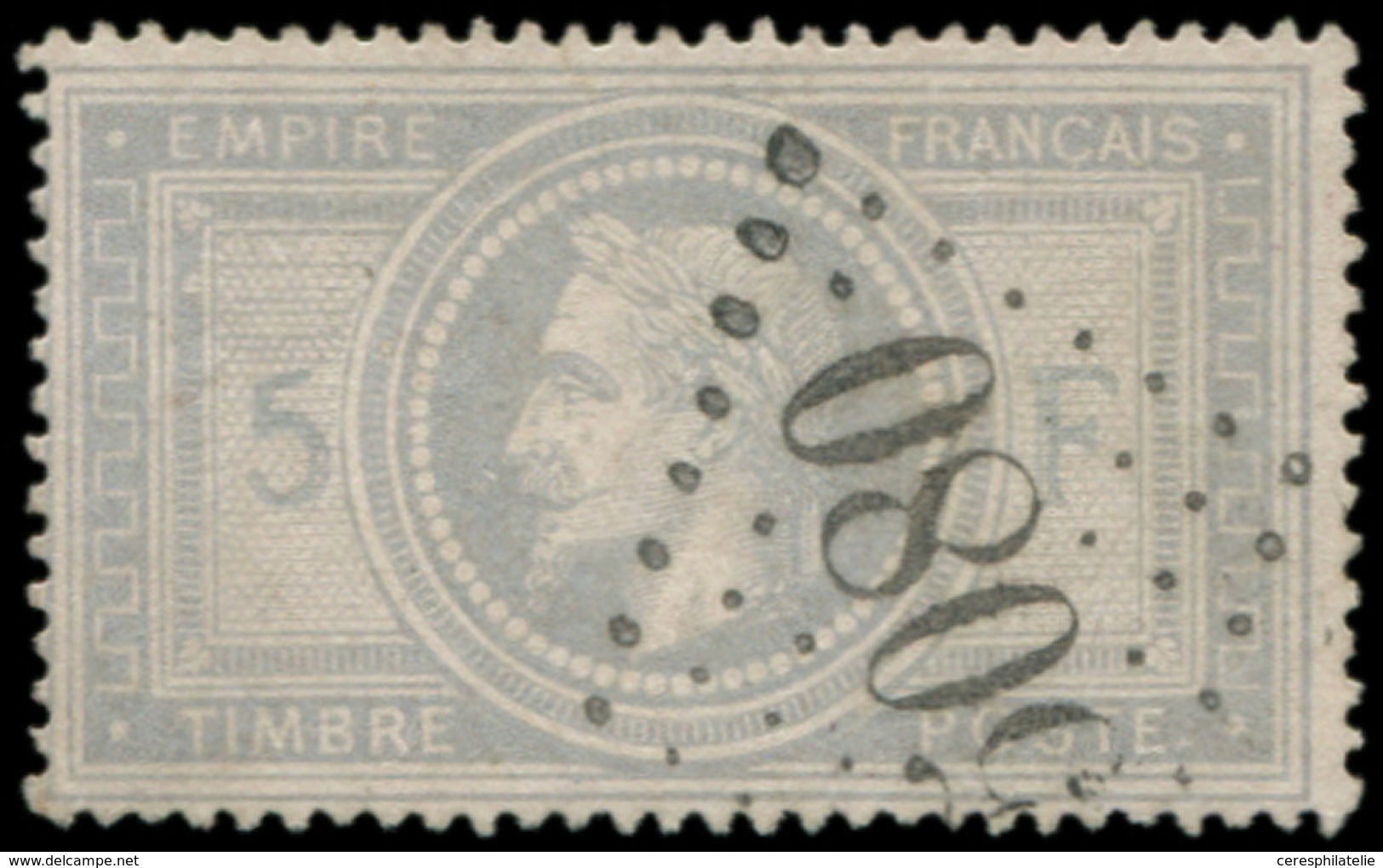 BUREAUX FRANCAIS A L'ETRANGER - N°33 Obl. GC 5080 D'ALEXANDRIE, Burelage Doublé, Infime Petite Restauration, Frappe Supe - 1849-1876: Période Classique