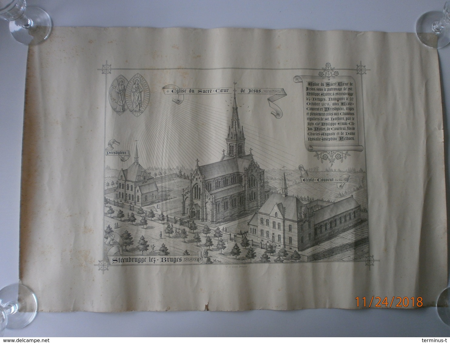 Steenbrugge Lez-Bruges. Eglise... Originele Lithografie Petyt Bruges - Estampes & Gravures