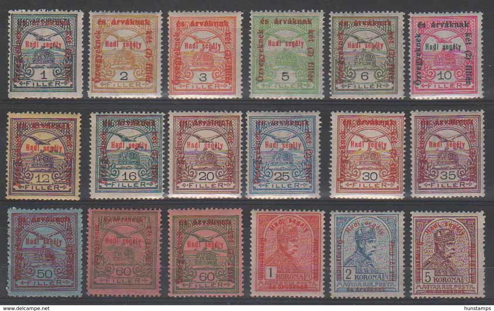 Hungary 1915. MIllitary - War Assistant Complete Set, 18 Value MNH (**) Michel: 162-178 - Unused Stamps