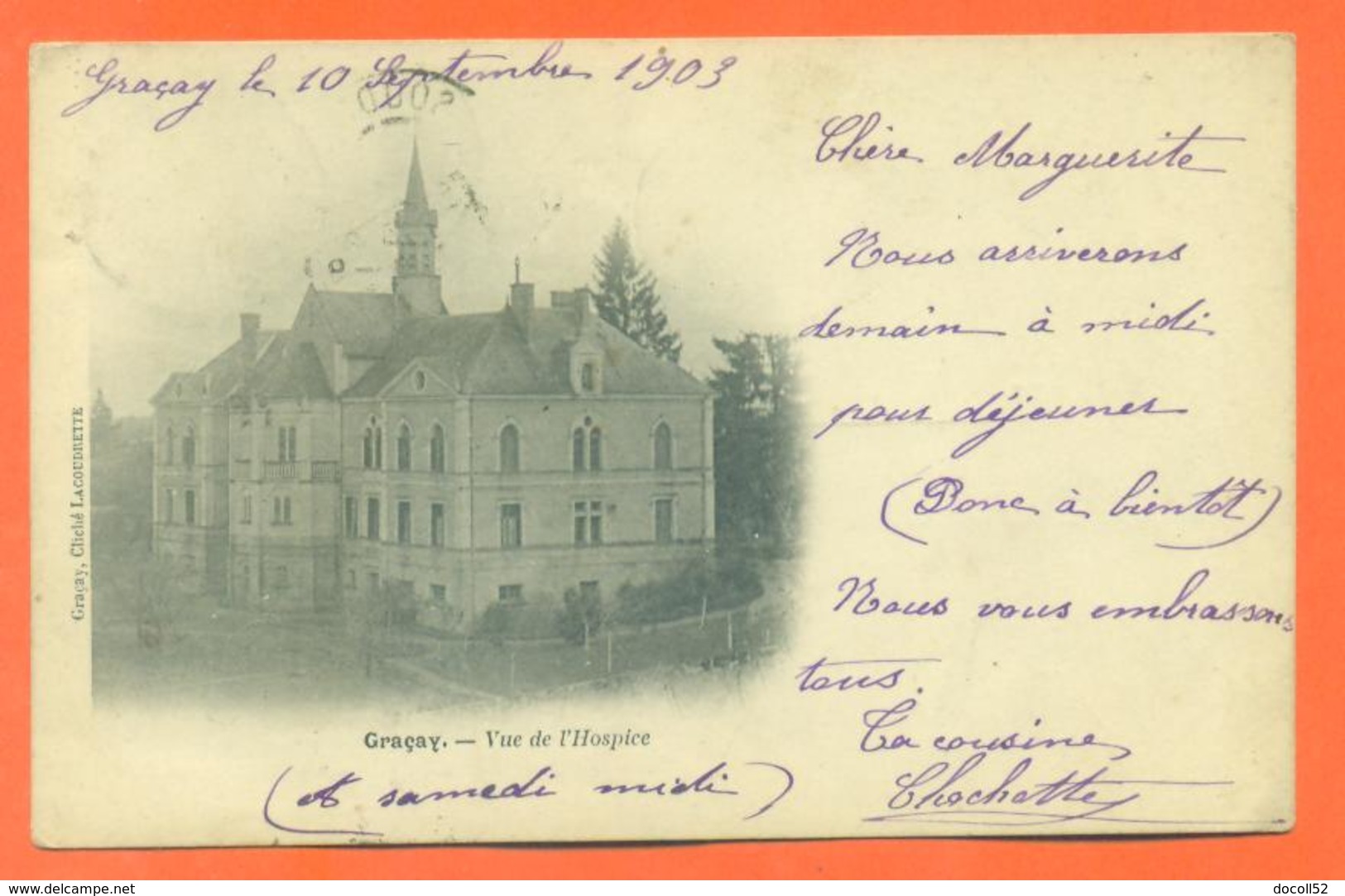 CPA 18 Graçay " Vue De L'hospice " Carte Précurseur - Graçay