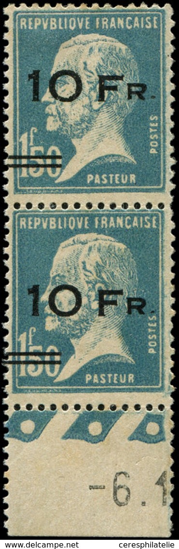 * POSTE AERIENNE - 4b  10Fr. Sur 1f.50 Bleu, Pasteur, "ILE De FRANCE", Surch. ESPACEE Tenant à Normal **, Bdf, Grande Ra - 1927-1959 Neufs