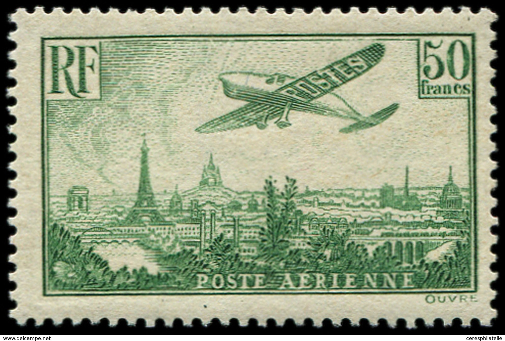 * POSTE AERIENNE - 14  50f. Vert-jaune, TB - 1927-1959 Ungebraucht