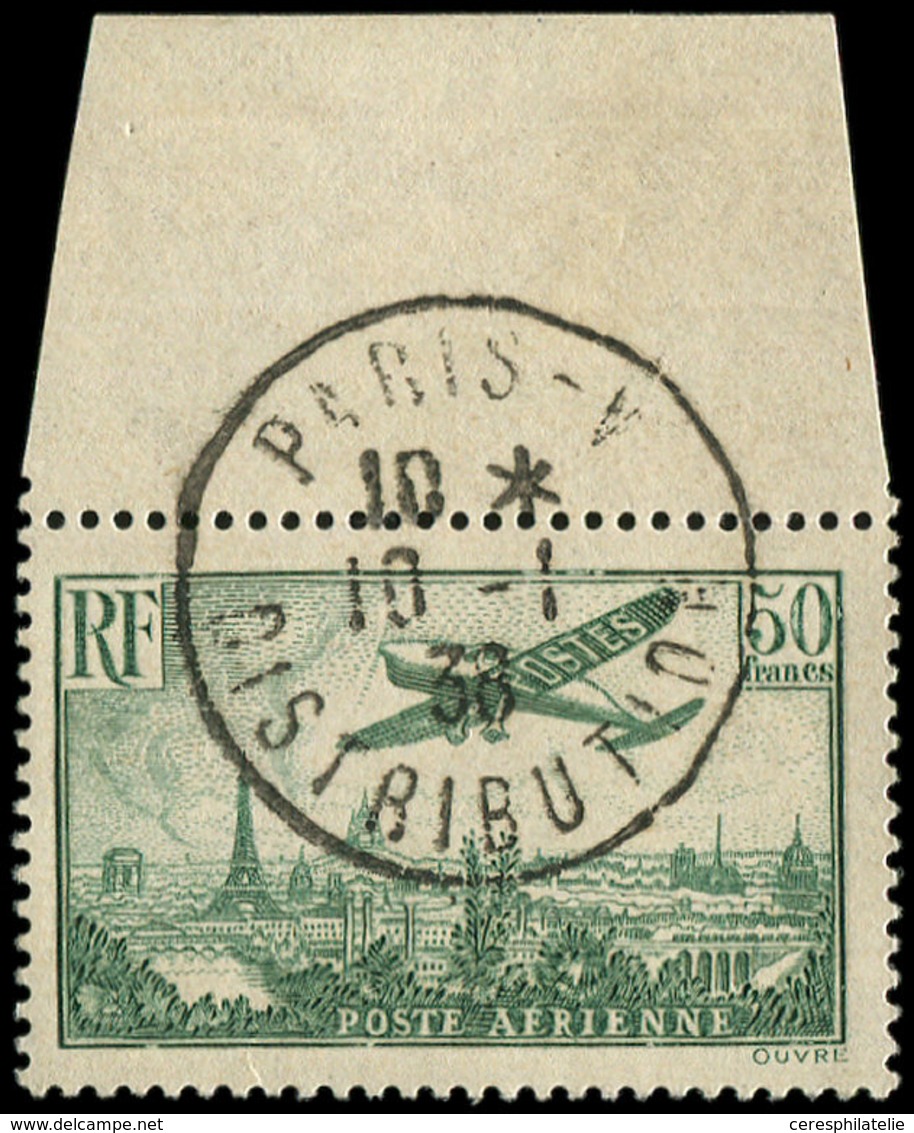 POSTE AERIENNE - 14b 50f. Vert Très Foncé, Bdf, Obl. Càd PARIS 10/1/37, TTB - 1927-1959 Ungebraucht