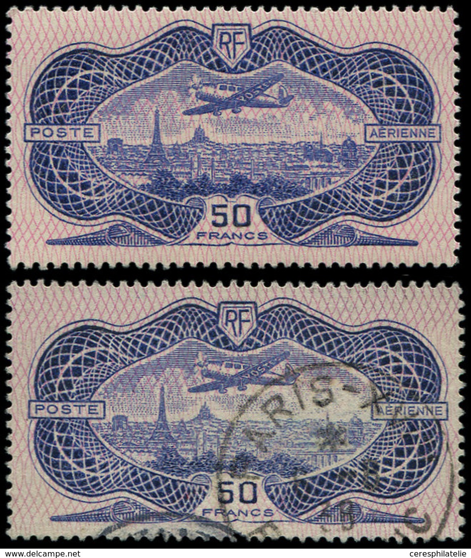 POSTE AERIENNE - 15  50f. Burelé, ** Et Obl., TB - 1927-1959 Ungebraucht