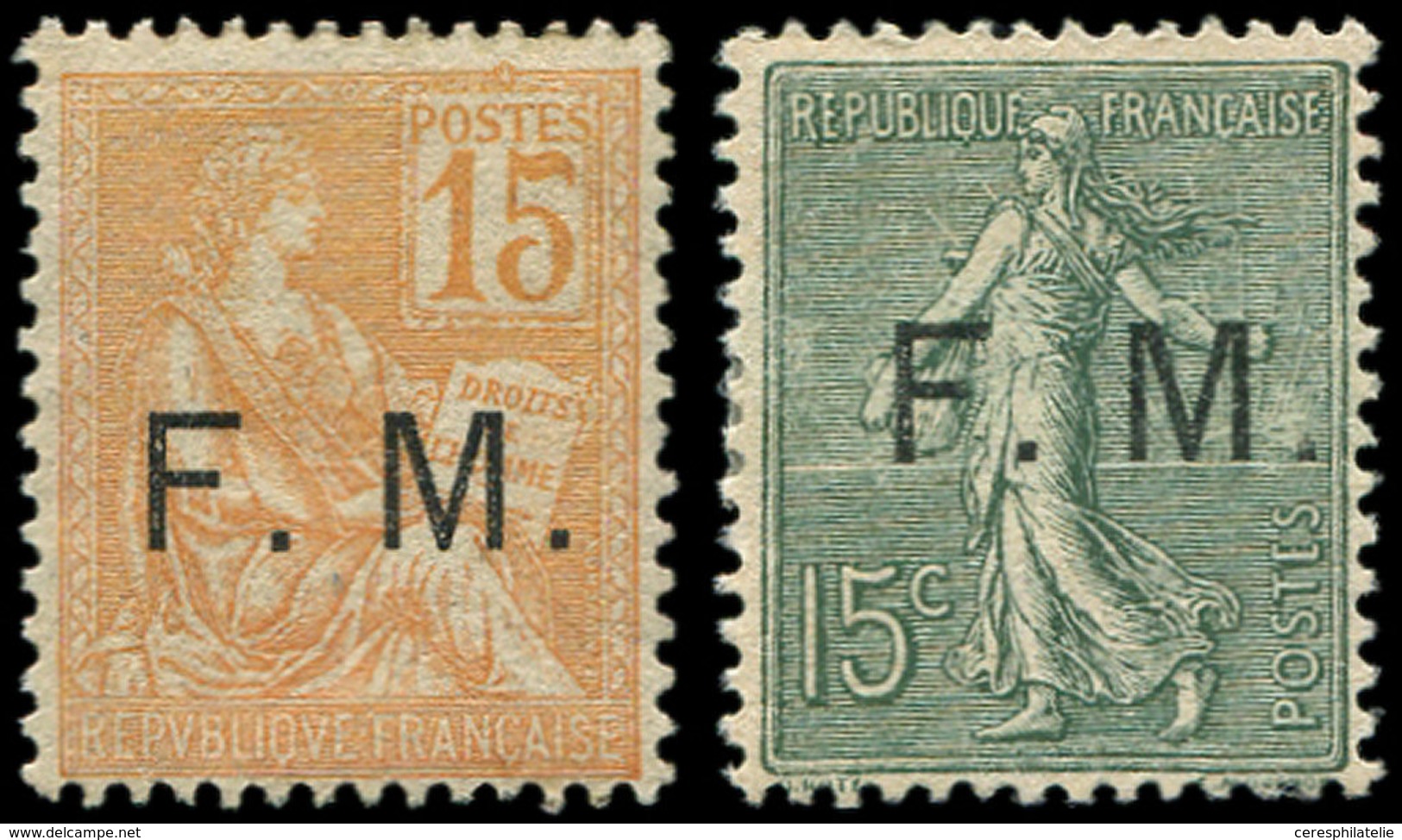 * FRANCHISE MILITAIRE - 1 Et 3 15c. Orange Et 15c. Vert-olive, TB - Timbres De Franchise Militaire