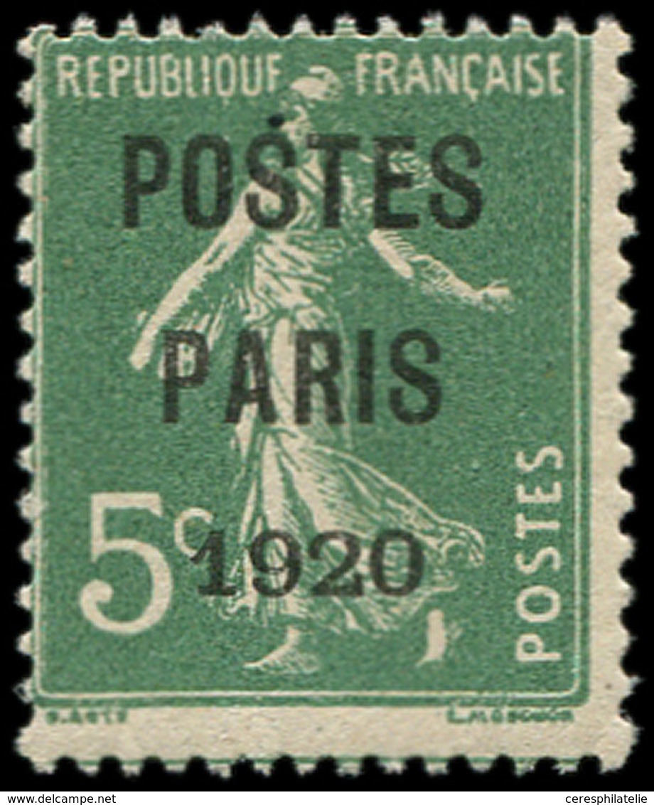 ** PREOBLITERES - 24   5c. Vert, POSTES PARIS 1920, TB - 1893-1947