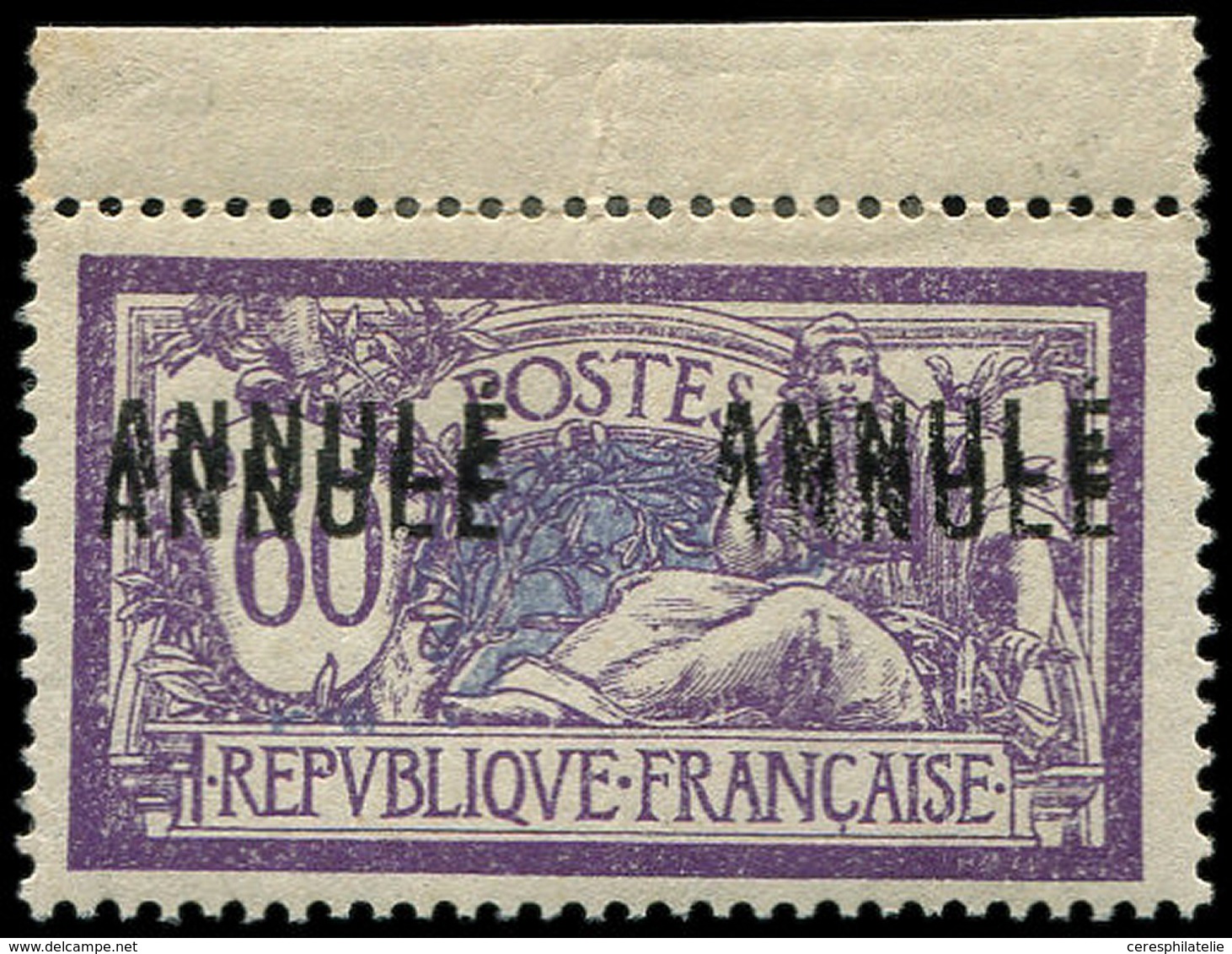 * COURS D'INSTRUCTION - 144-CI 1  Merson, 60c. Violet Et Bleu, Surcharge ANNULE 2 Fois DOUBLEE, TB. C, Cote Maury - Cours D'Instruction