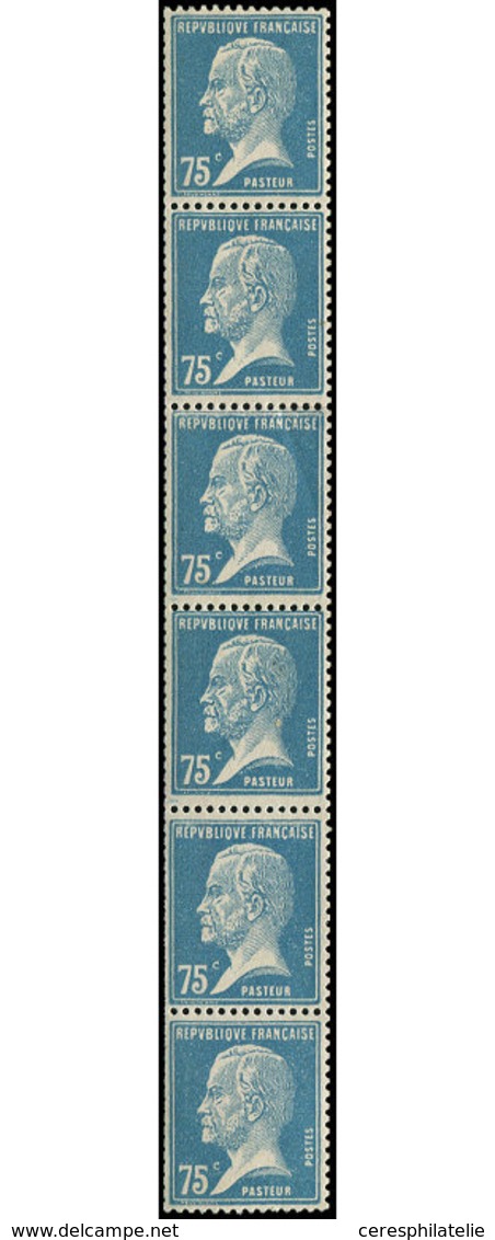 ** ROULETTES - 15  Pasteur, 75c. Bleu, BANDE Verticale De 6, TB - Roulettes