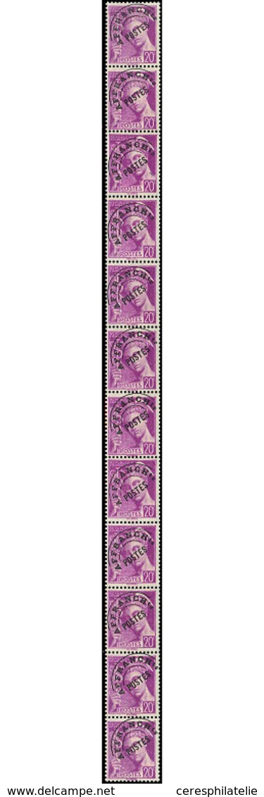 ** ROULETTES - 49  Mercure, 20c. Lilas, Préo, BANDE De 12, TB - Roulettes