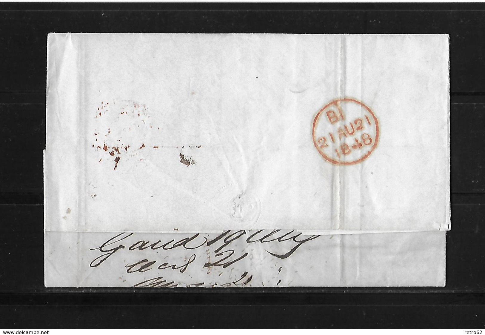 1848 Belgium → Ghent Entire Cover To Great Britain, Sent At Postage Due Manus 24 - 1830-1849 (Belgique Indépendante)