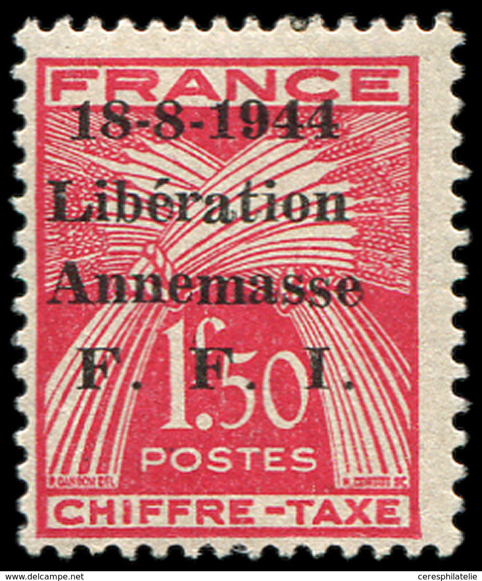 * TIMBRES DE LIBERATION - ANNEMASSE 16 : Taxe 1f50 Rouge, TB, Signé Mayer - Libération