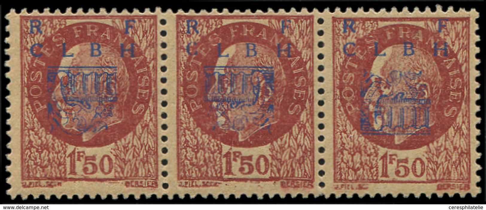 ** TIMBRES DE LIBERATION - DECAZEVILLE 6 : 1f50 Brun-rouge, BANDE De 3 Horiz. Avec Les 3 Types Se Tenant, TB, Signé Maye - Libération