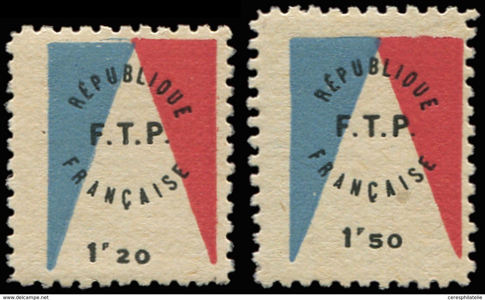 ** TIMBRES DE LIBERATION - EVIAN 1/2 : 1f20 Et 1f50 Bleu, Rouge Et Noir, TB - Befreiung