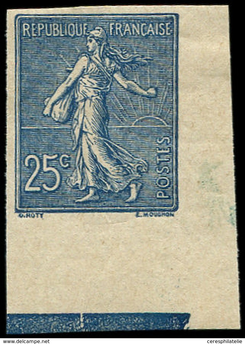 ** VARIETES - 132c  Semeuse Lignée, 25c. Bleu Foncé, NON DENTELE, Cdf, TB. Br - Ungebraucht