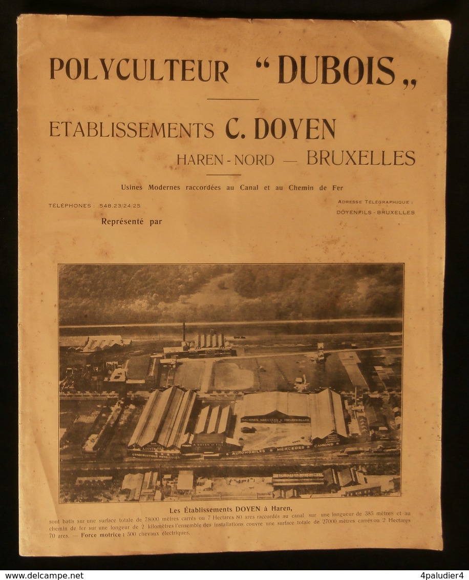 ( Agriculture  Tracteur ) POLYCULTEUR  " DUBOIS " Etablissements C. DOYEN Haren-Nord BRUXELLES 1920 - Agriculture