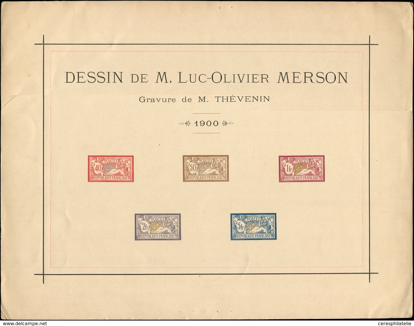 EPREUVES DE LUXE - 119/22 Merson, épreuve Collective De Présentation, RRR, TB - Epreuves De Luxe