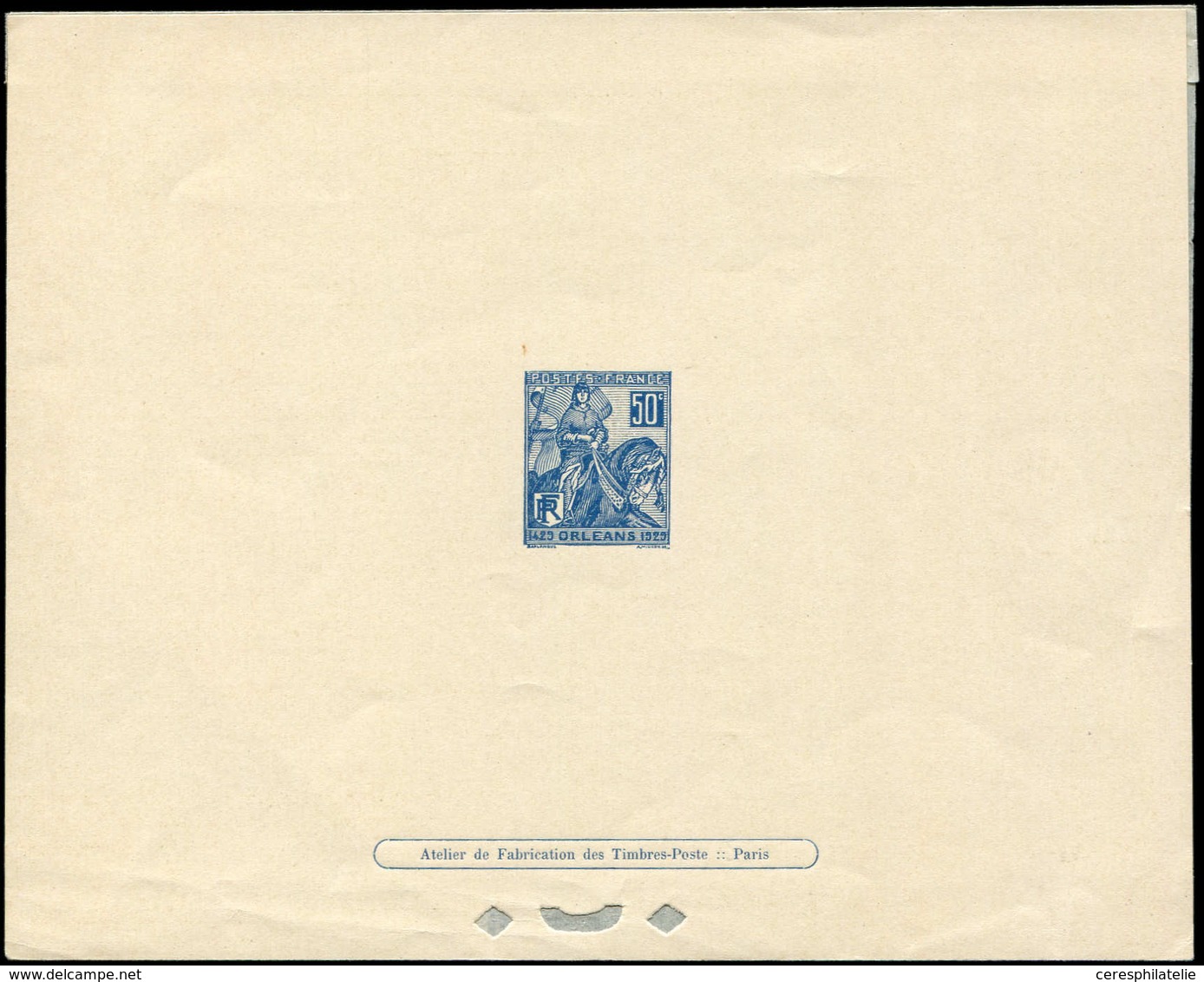 EPREUVES DE LUXE - 257   Jeanne D'Arc, 50c. Bleu, TB - Epreuves De Luxe