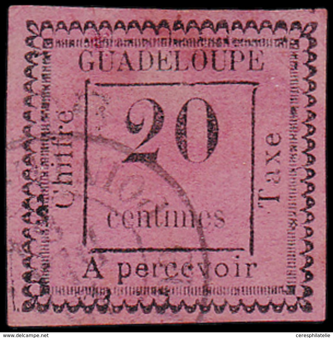 GUADELOUPE Taxe 9 : 20c. Rose, 2 PENCHE, Obl., Petit Clair, Sinon TB. C - Autres & Non Classés