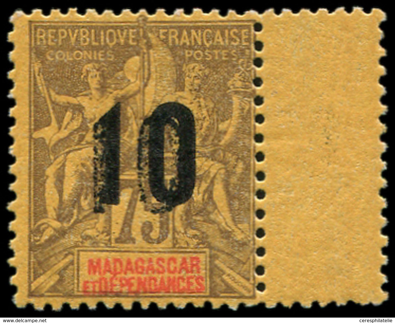 * MADAGASCAR 114a : 10 Sur 75c. Violet Sur Orange, DOUBLE Surch., Bdf, TB - Autres & Non Classés