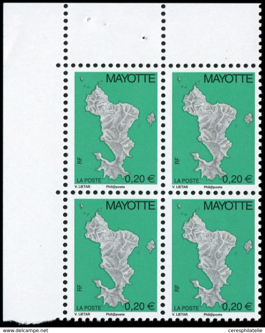 ** MAYOTTE 136A : 0,20 Vert Et Noir, Philaposte, BLOC De 4 Cdf, TB - Sonstige & Ohne Zuordnung