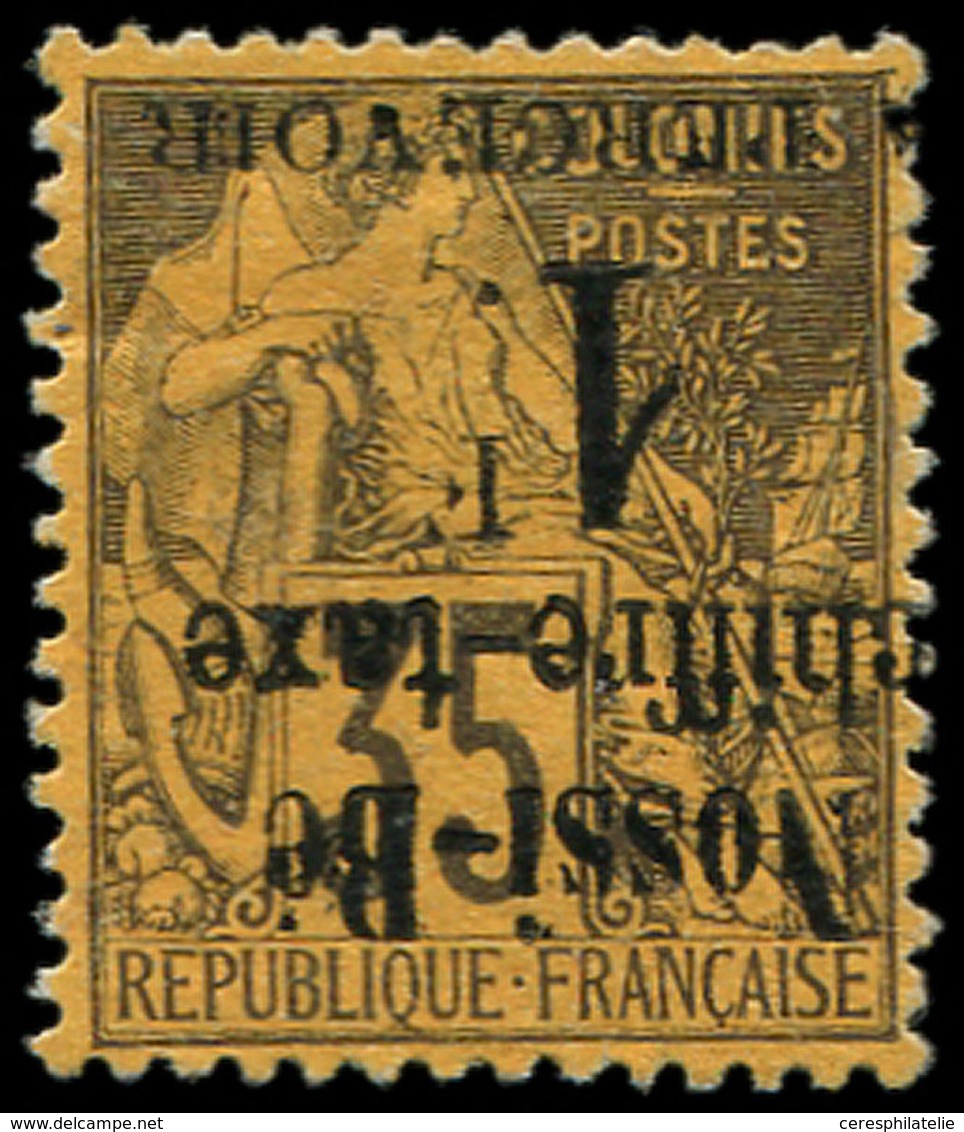 (*) NOSSI-BE Taxe 6a : 1f. Sur 35c. Violet-noir Sur Jaune-orange, Surch. RENVERSEE, TB. J - Autres & Non Classés