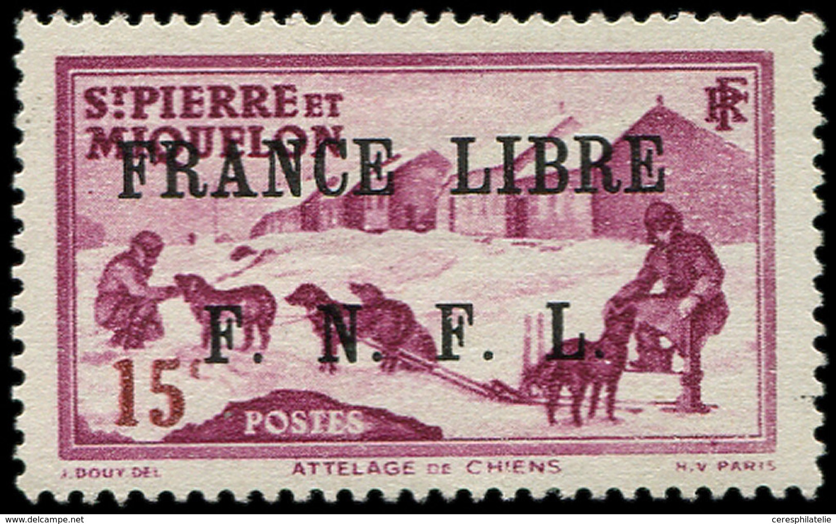 * SAINT PIERRE ET MIQUELON 251 : 15c. Rose-lilas, FRANCE LIBRE, TB. C Et Br - Gebraucht