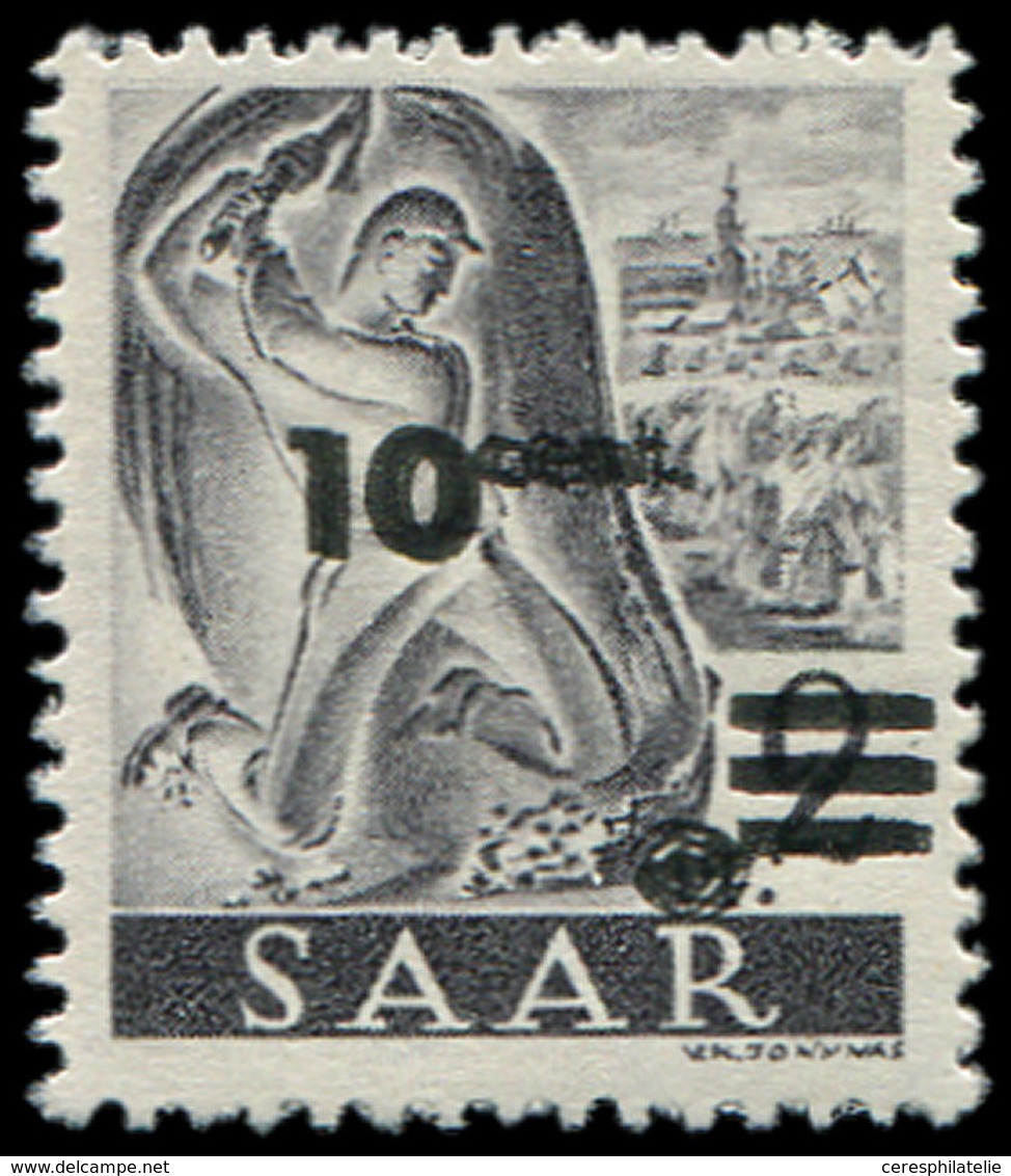 ** SARRE 216b : 10c. Sur 2pf. Gris, DOUBLE SURCHARGE, TB - Neufs