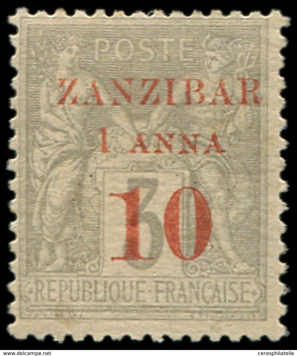 * ZANZIBAR 13 : 1a. Et 10 Sur 3c. Gris, T I, TB - Neufs