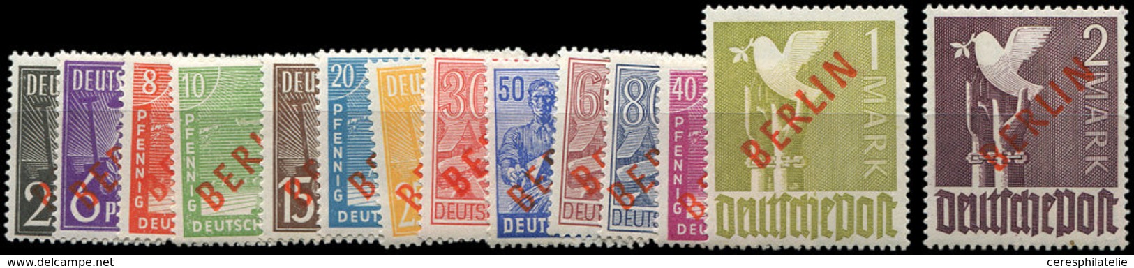 ** BERLIN 1B/18B : Les 14 Valeurs Surcharge ROUGE, TB - Neufs