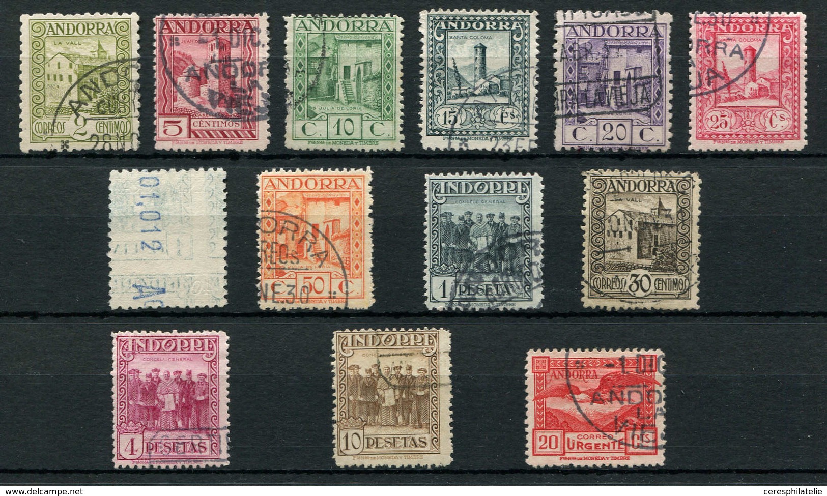 ANDORRE ESPAGNOL 15A/27A : Série De 1929 à 37, Obl., TB - Sonstige & Ohne Zuordnung