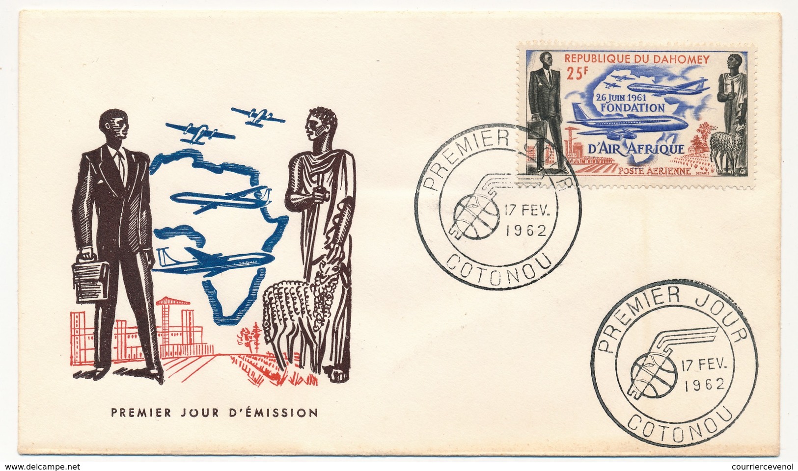 DAHOMEY => FDC - Fondation D'Air Afrique - 17 Fevrier 1962 - Bénin – Dahomey (1960-...)