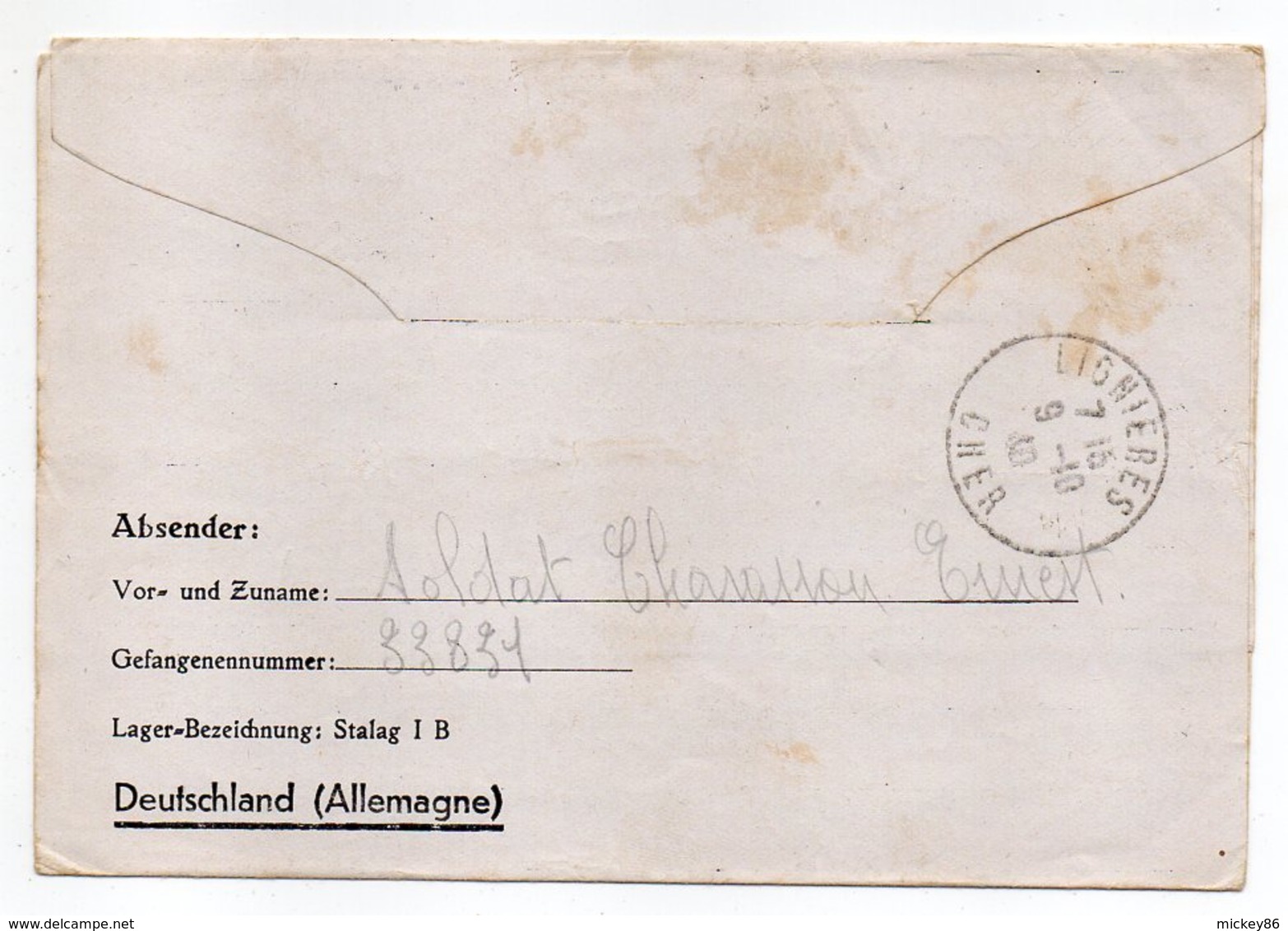 Allemagne-1940---Lettre Censurée Stalag I B-12--Lager-Bezeichnung Pour Lignieres (France)-Prisonnier De Guerre-- Cachets - Briefe U. Dokumente