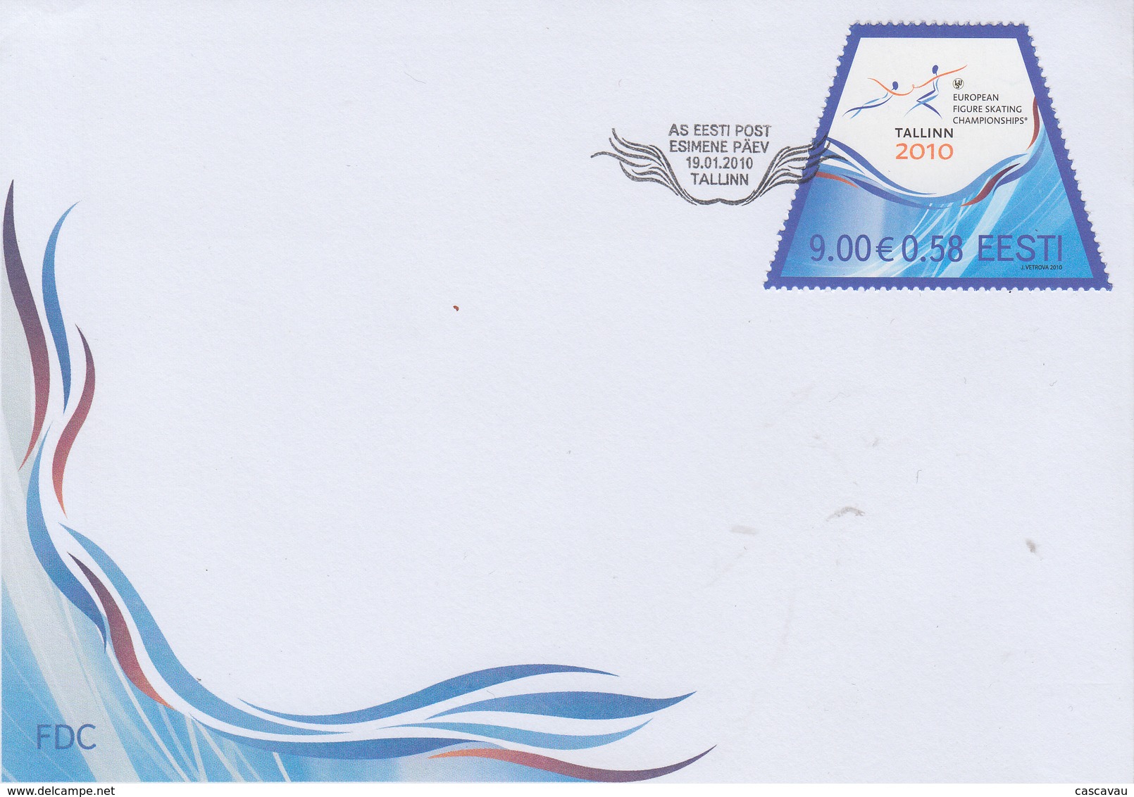 Enveloppe  FDC   1er   Jour   ESTONIE   Championnat  D' Europe  De  Patinage  Artistique   TALLINN   2010 - Kunstschaatsen