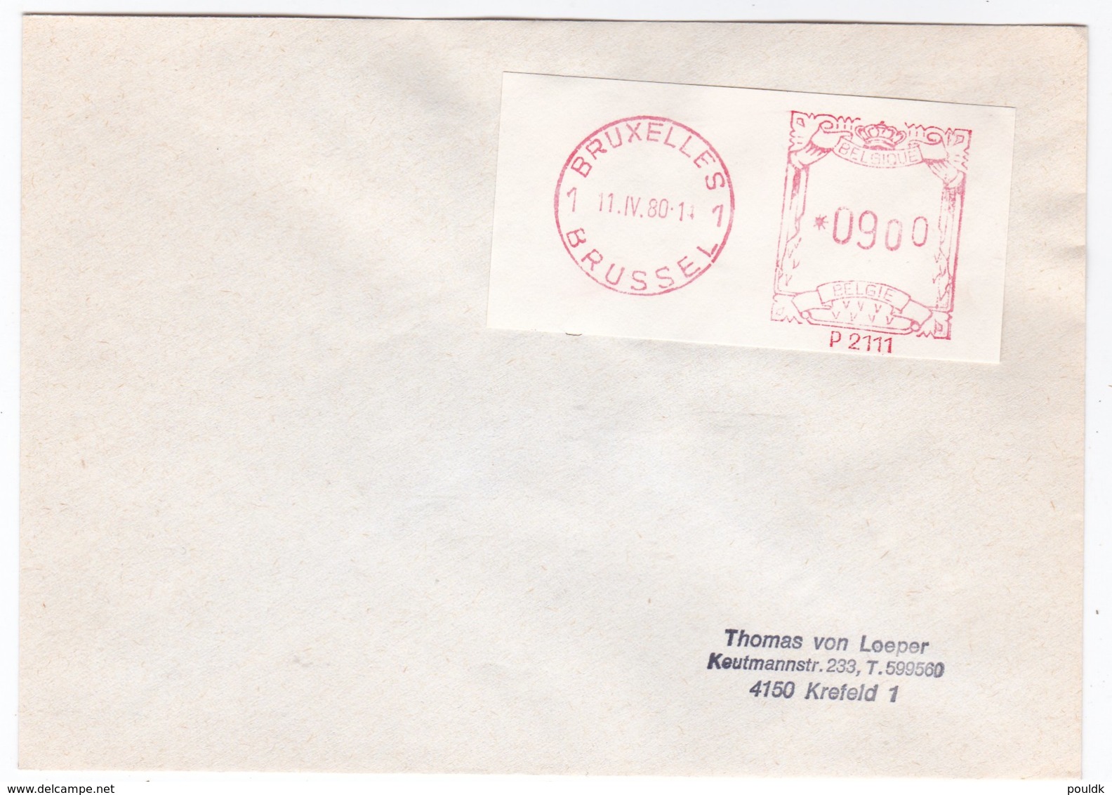 SFS On Cover: Belgium 1980 Bruxelles (T20-28) - Automatenmarken [ATM]